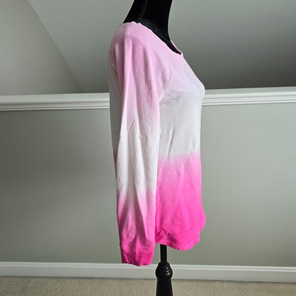 T by Talbots Sweatshirt Pink Ombre Gradient Tie Dye Long Sleeve Stretch Size XS - Picture 4 of 8